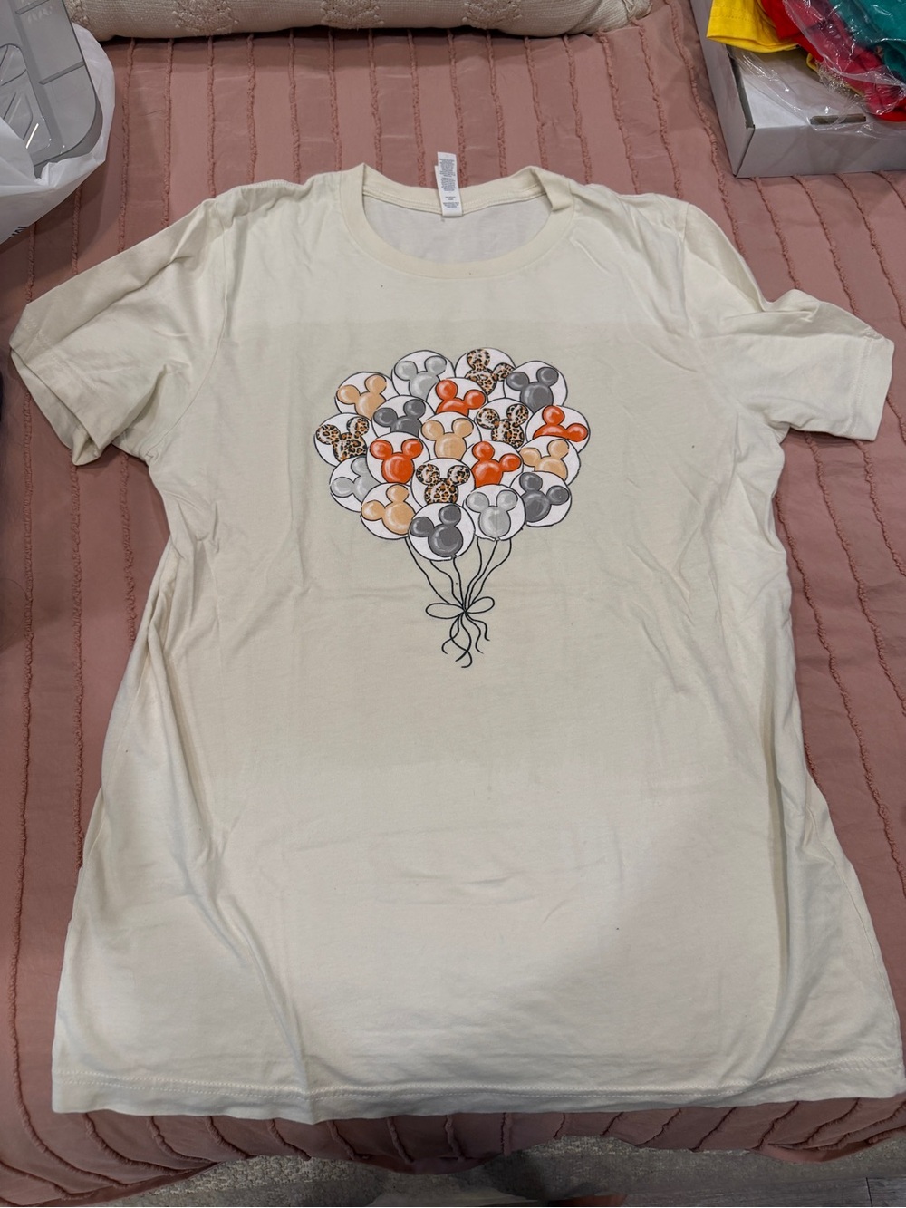 Women’s Cream Graphic Disney Balloon Tee - Neutral Multi-Color Design